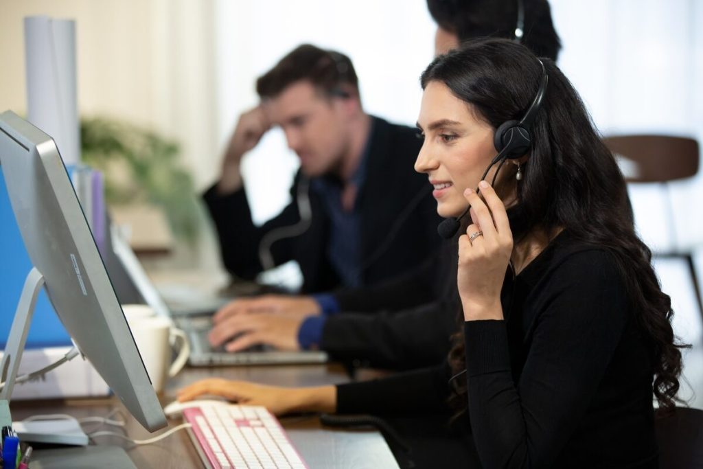 woman working on outsourced sales